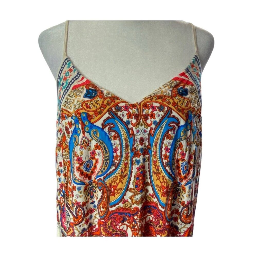 FLYING TOMATOES Women Thin Strap V Neck Maxi Dress Sz M Multicolor Vacation 56-1 - Picture 3 of 11